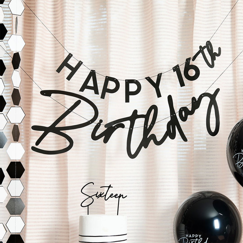 BANNER - CUSTOMISABLE 'HAPPY BIRTHDAY' - BLACK