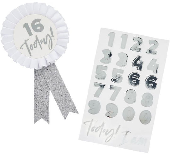 BIRTHDAY BADGE - CUSTOMISABLE - SILVER
