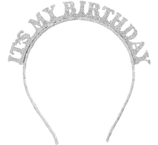 HEADBAND - IT'S MY BIRTHDAY - SILVER GLITTER