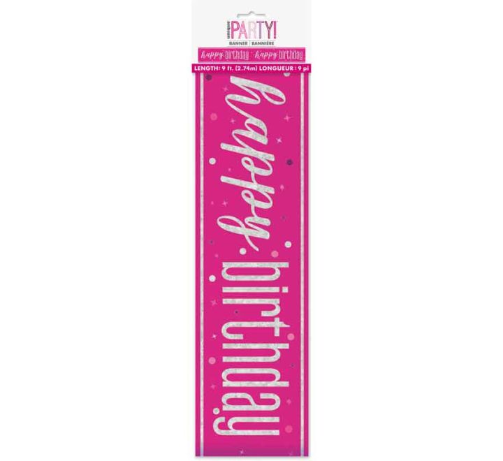 BANNER - HAPPY BIRTHDAY - PINK GLITZ