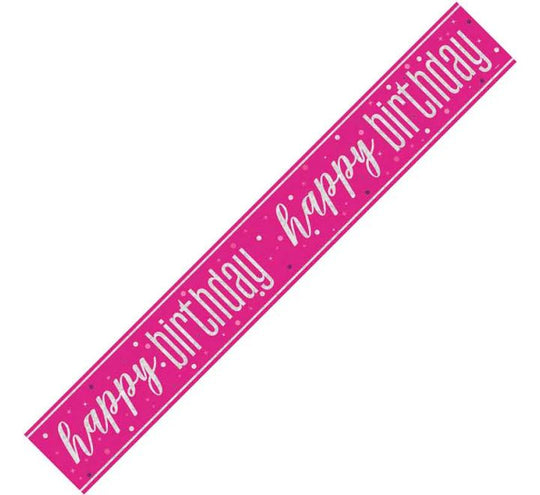BANNER - HAPPY BIRTHDAY - PINK GLITZ