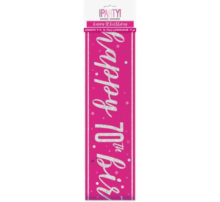 BANNER - HAPPY 70th BIRTHDAY - PINK GLITZ