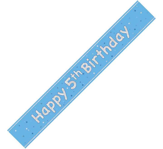 BANNER - HAPPY 5th BIRTHDAY - BLUE GLITZ