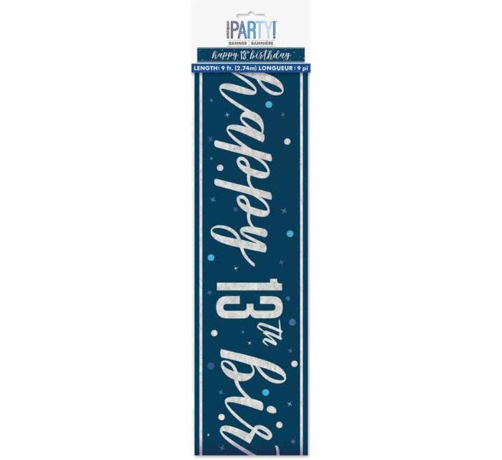 BANNER - HAPPY 13th BIRTHDAY - BLUE GLITZ