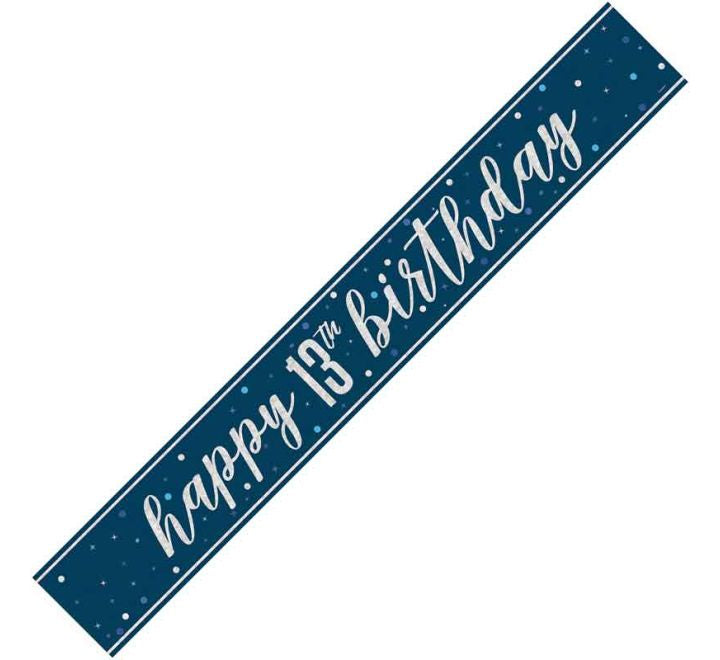 BANNER - HAPPY 13th BIRTHDAY - BLUE GLITZ