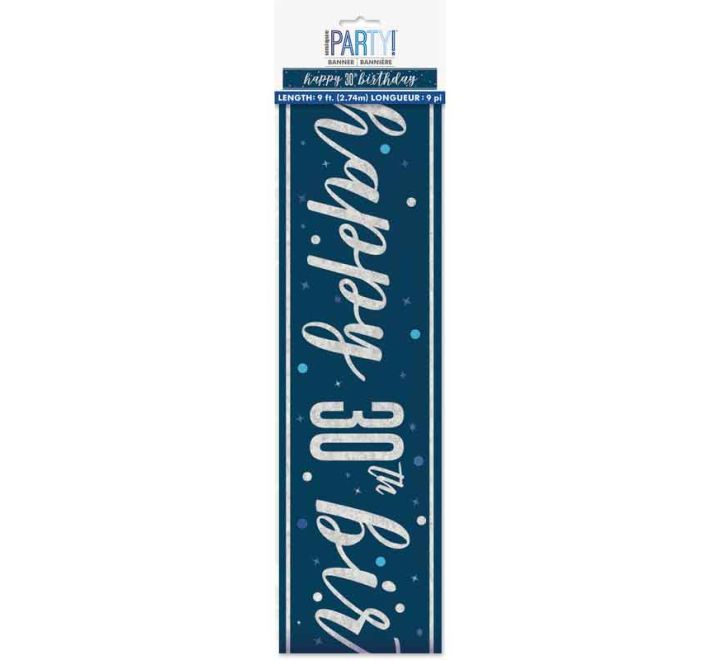 BANNER - HAPPY 30th BIRTHDAY - BLUE GLITZ