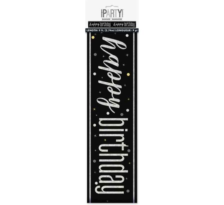 BANNER - HAPPY BIRTHDAY - BLACK GLITZ