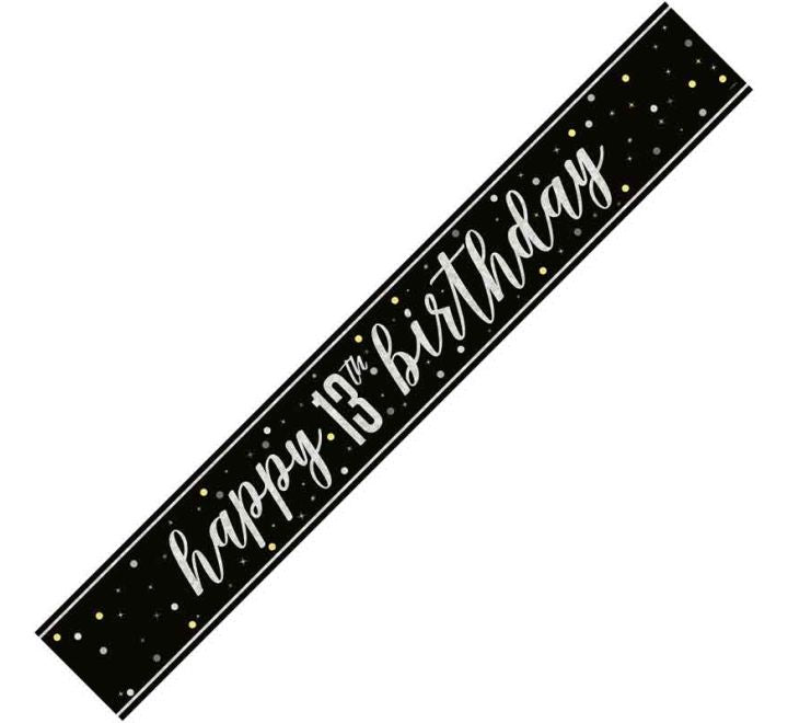 BANNER - HAPPY 13th BIRTHDAY - BLACK GLITZ