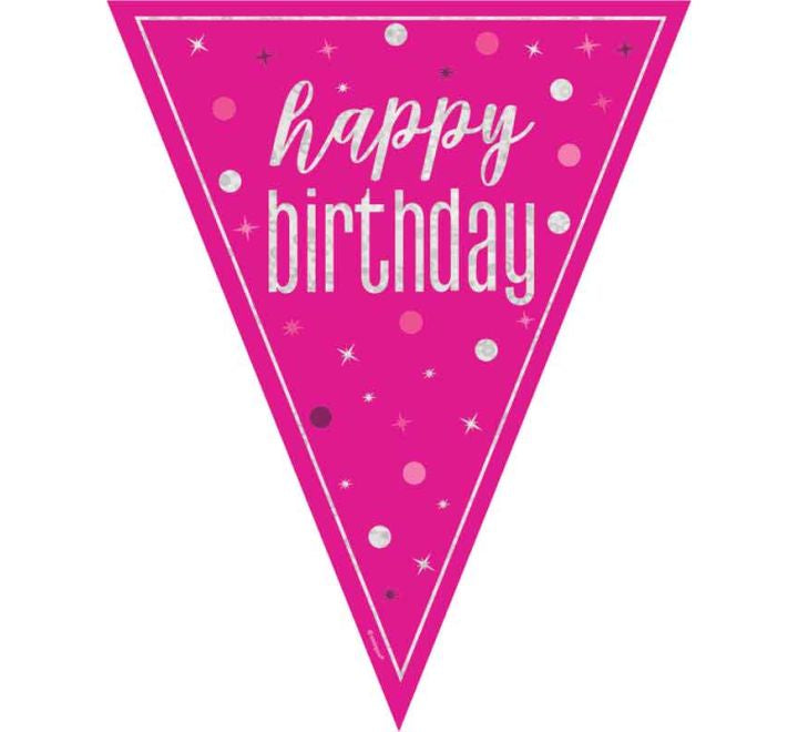 BUNTING - HAPPY BIRTHDAY - PINK GLITZ