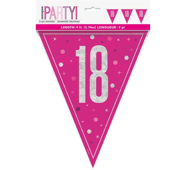 BUNTING - 18th - PINK GLITZ