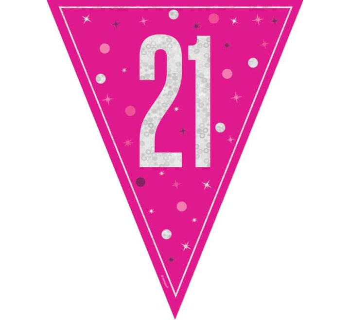 BUNTING - 21st - PINK GLITZ