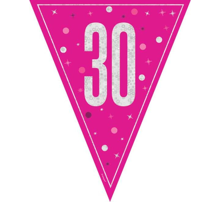 BUNTING - 30th - PINK GLITZ