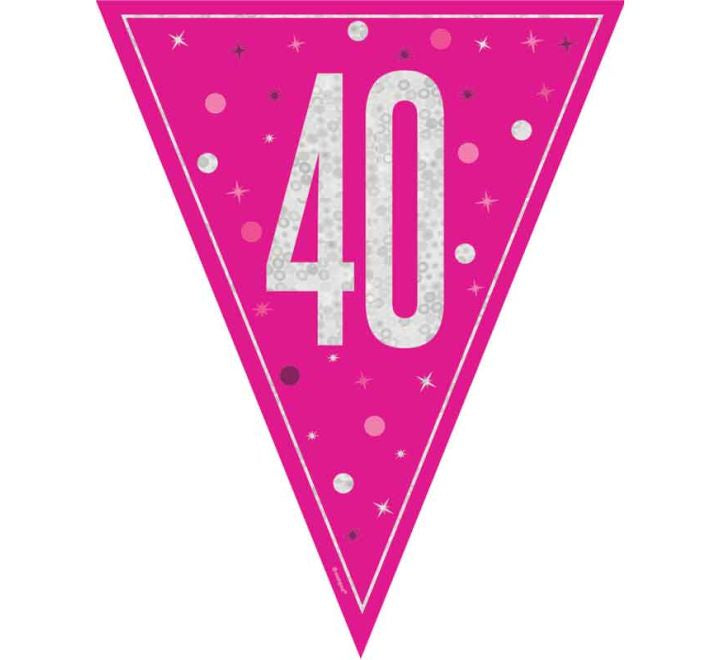 BUNTING - 40th - PINK GLITZ