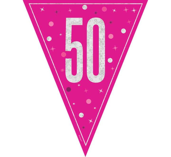 BUNTING - 50th - PINK GLITZ