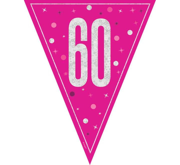 BUNTING - 60th - PINK GLITZ