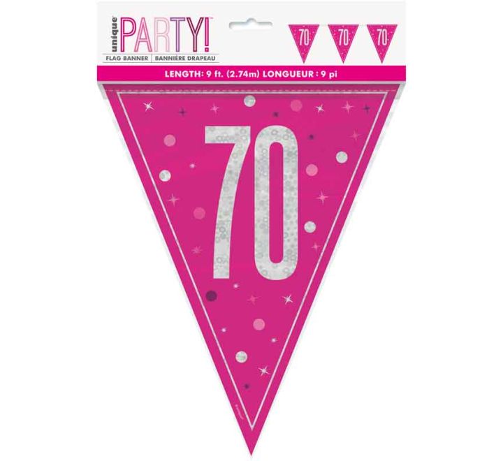 BUNTING - 70th - PINK GLITZ