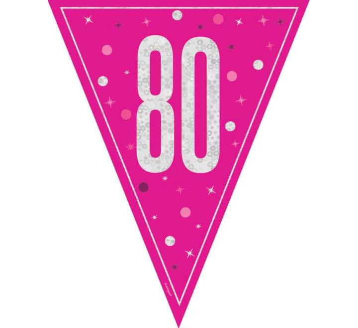 BUNTING - 80th - PINK GLITZ