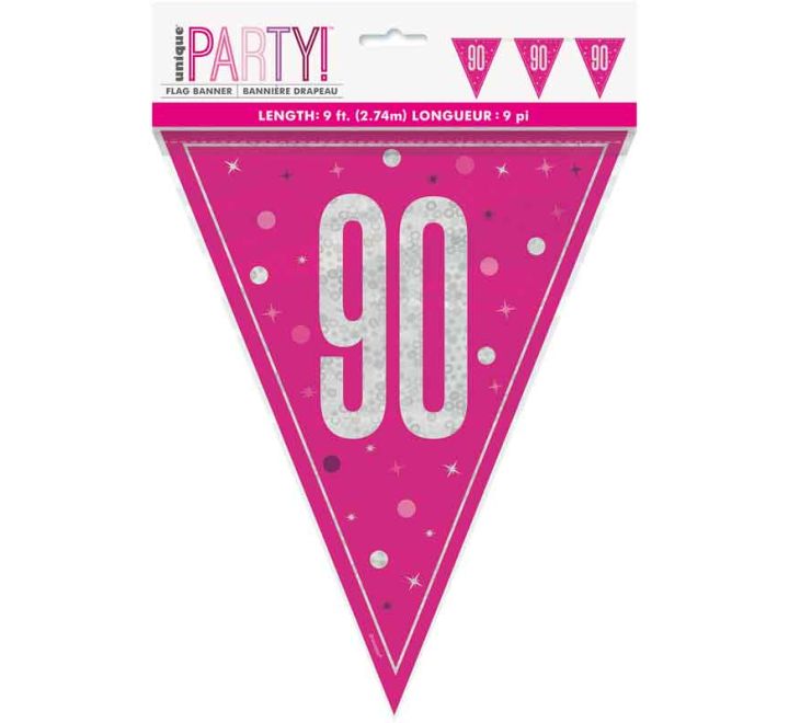 BUNTING - 90th - PINK GLITZ