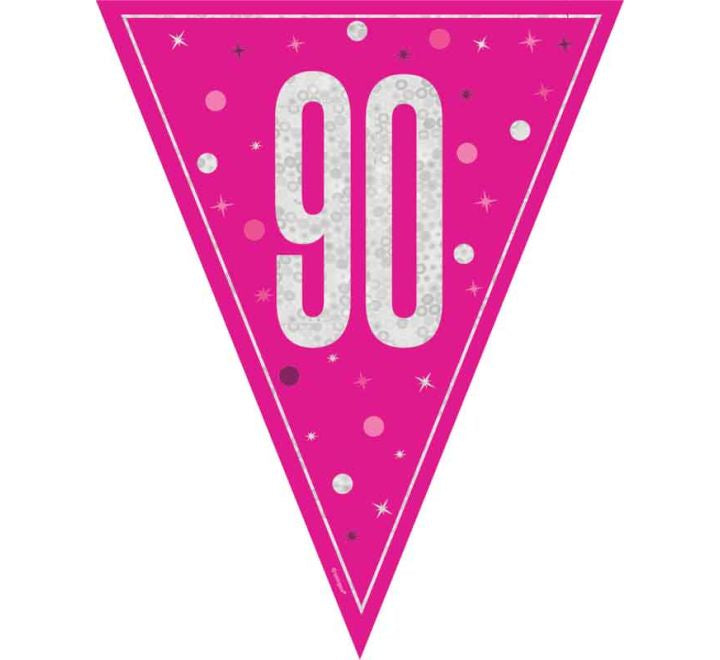 BUNTING - 90th - PINK GLITZ