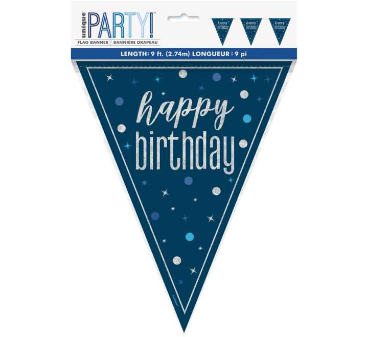 BUNTING - HAPPY BIRTHDAY - BLUE GLITZ