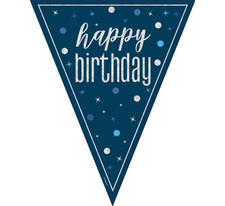 BUNTING - HAPPY BIRTHDAY - BLUE GLITZ