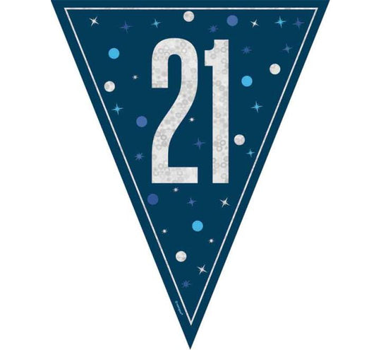 BUNTING - 21st - BLUE GLITZ