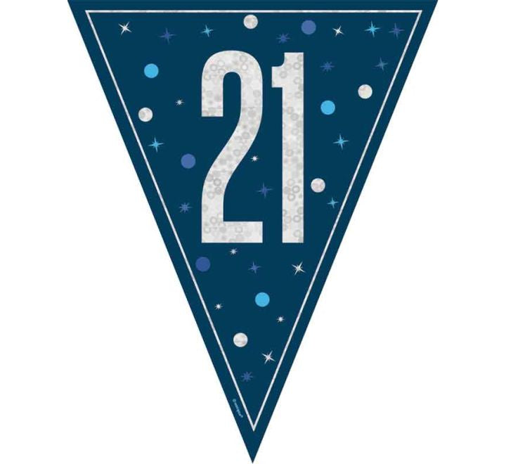 BUNTING - 21st - BLUE GLITZ