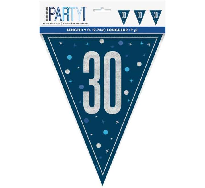 BUNTING - 30th - BLUE GLITZ