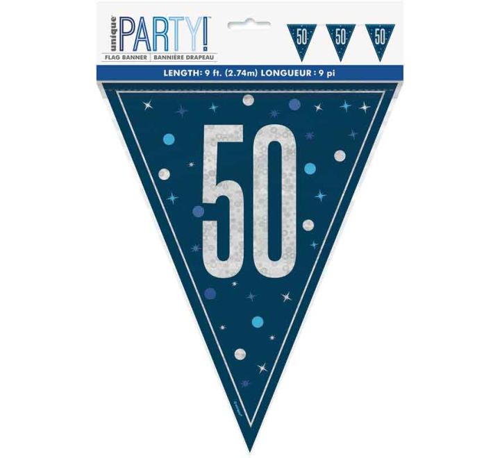 BUNTING - 50th - BLUE GLITZ