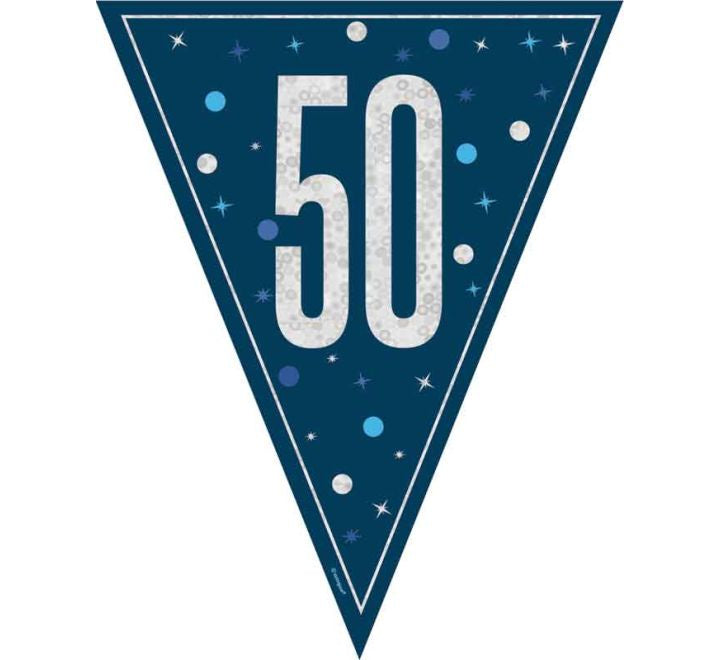 BUNTING - 50th - BLUE GLITZ