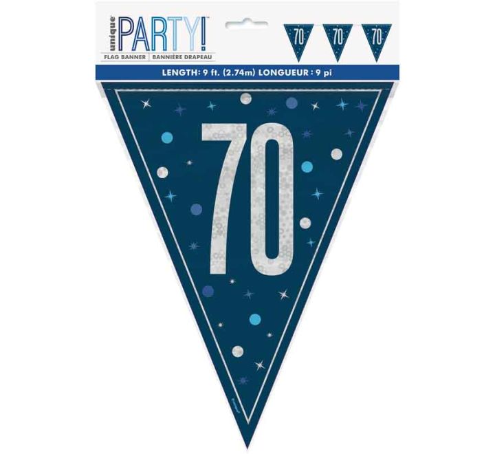 BUNTING - 70th - BLUE GLITZ