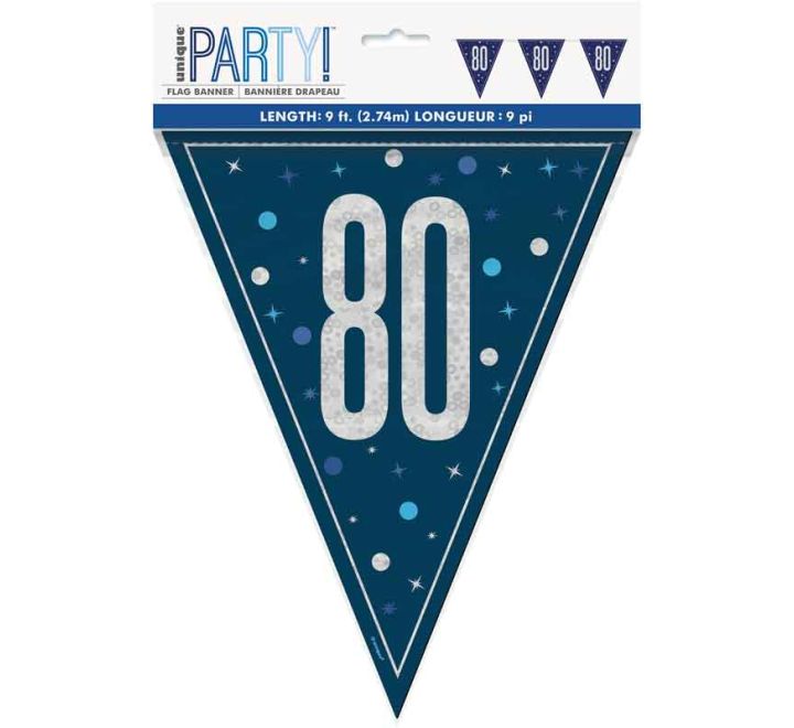 BUNTING - 80th - BLUE GLITZ