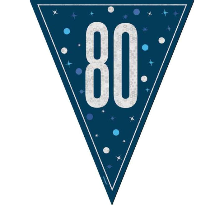 BUNTING - 80th - BLUE GLITZ