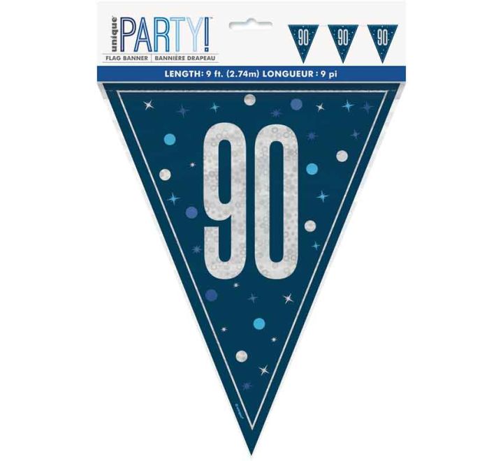 BUNTING - 90th - BLUE GLITZ