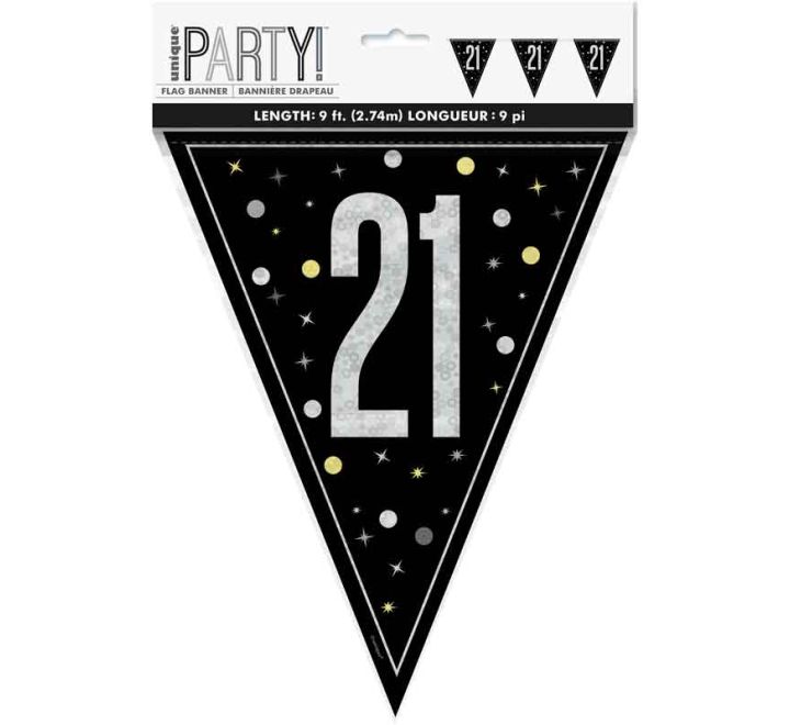 BUNTING - 21st - BLACK GLITZ