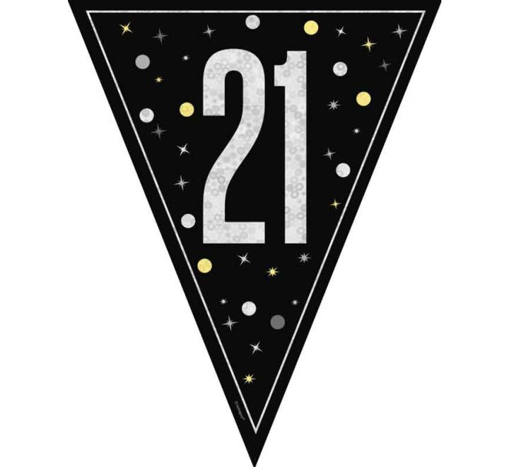 BUNTING - 21st - BLACK GLITZ