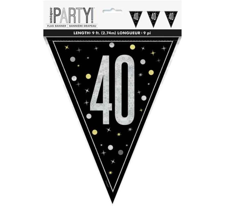 BUNTING - 40th - BLACK GLITZ