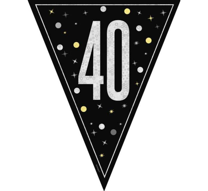 BUNTING - 40th - BLACK GLITZ