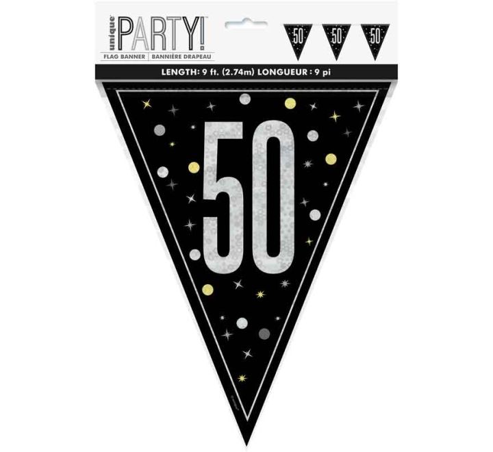 BUNTING - 50th - BLACK GLITZ