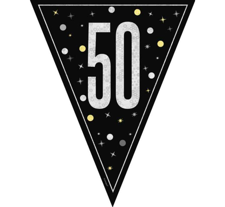 BUNTING - 50th - BLACK GLITZ