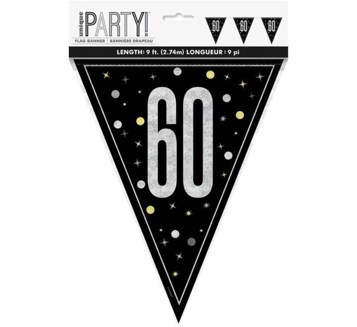 BUNTING - 60th - BLACK GLITZ