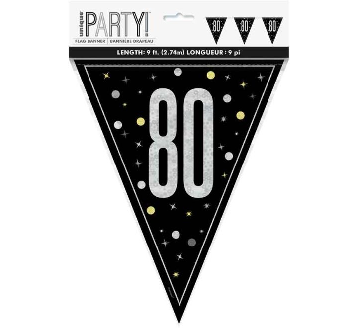 BUNTING - 80th - BLACK GLITZ