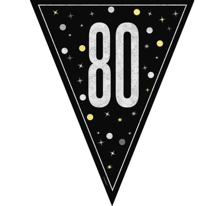 BUNTING - 80th - BLACK GLITZ