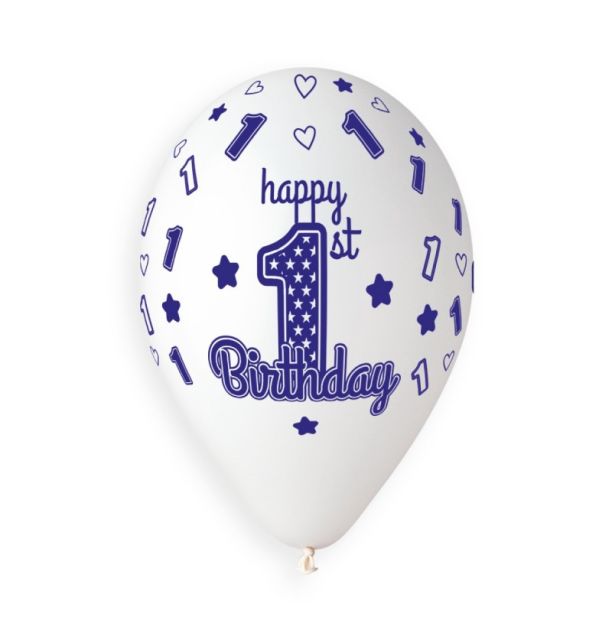 13" LATEX - 1st BIRTHDAY BOY - PACK OF 6