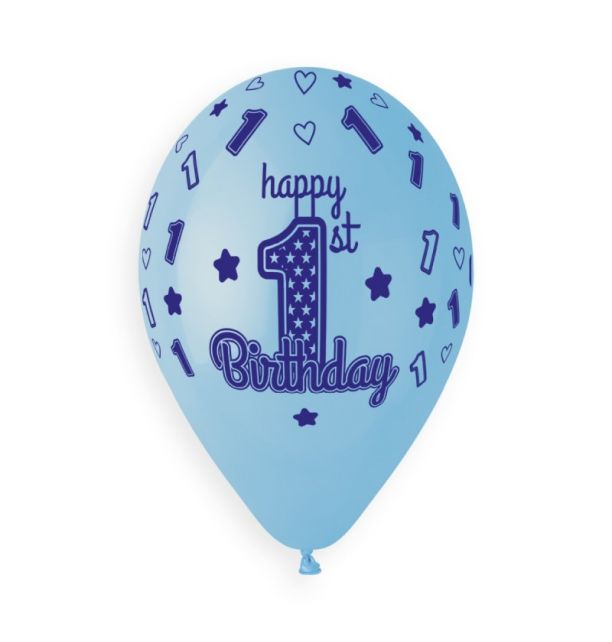 13" LATEX - 1st BIRTHDAY BOY - PACK OF 6