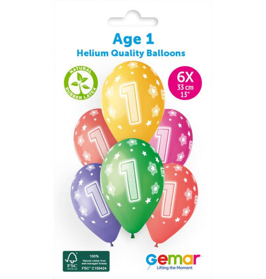 13" LATEX - AGE 1 - PACK OF 6