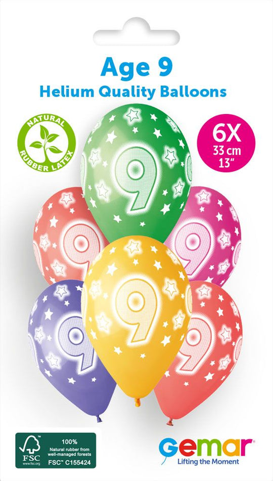 13" LATEX - AGE 9 - PACK OF 6