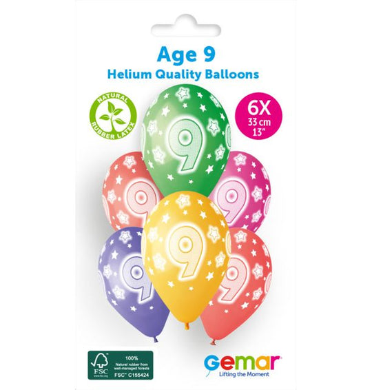 13" LATEX - AGE 9 - PACK OF 6