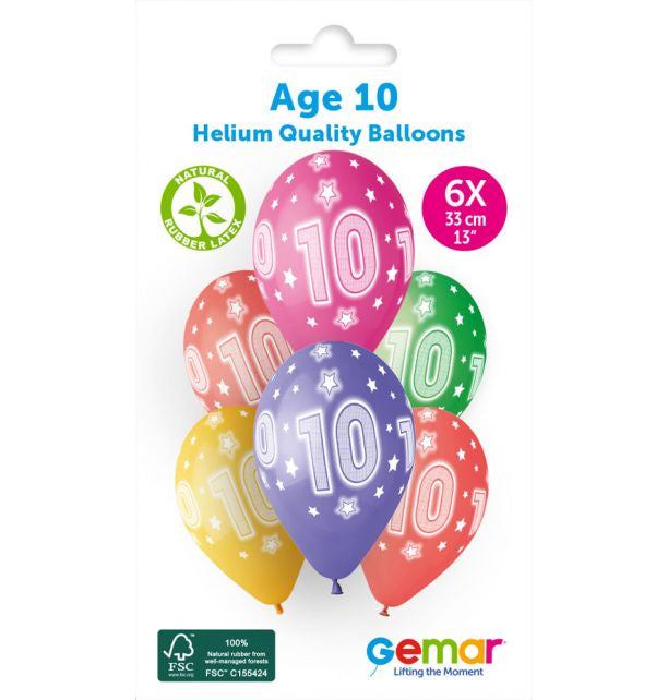 13" LATEX - AGE 10 - PACK OF 6
