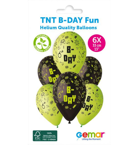 13" LATEX - TNT B-DAY FUN - PACK OF 6